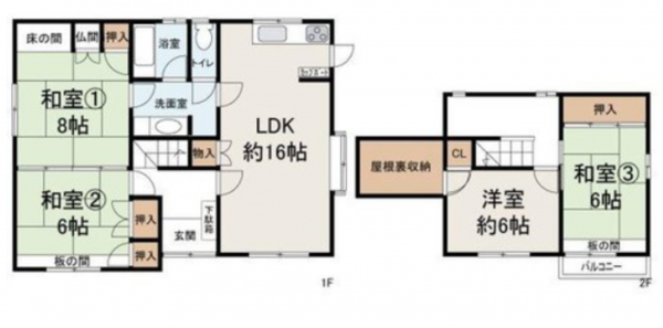 貝塚市二色、中古一戸建ての間取り画像です