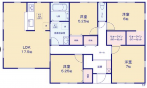 岸和田市池尻町、新築一戸建ての間取り画像です