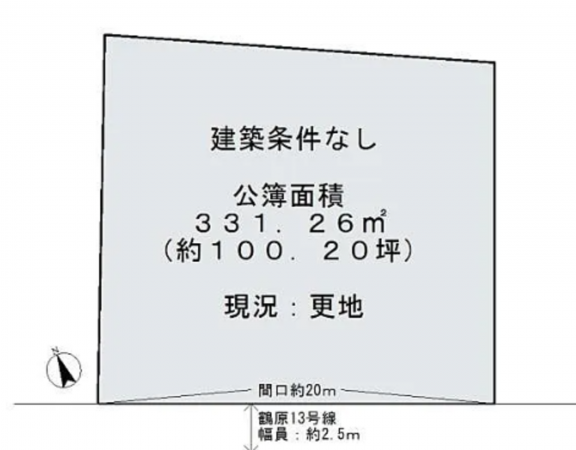 泉佐野市鶴原、土地の間取り画像です