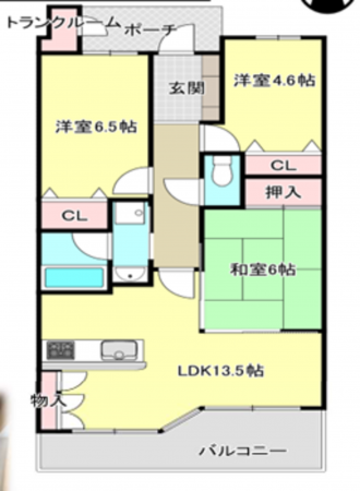 岸和田市野田町、マンションの間取り画像です