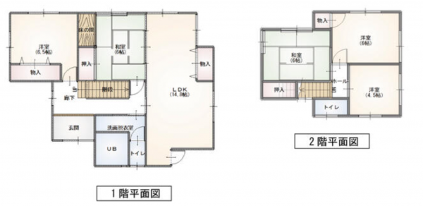泉南郡熊取町山の手台、中古一戸建ての間取り画像です