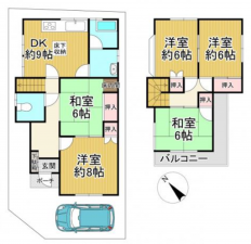 泉佐野市高松西、中古一戸建ての間取り画像です