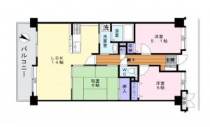 岸和田市荒木町、マンションの間取り画像です