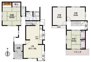 泉南郡熊取町大久保南、中古一戸建ての間取り画像です
