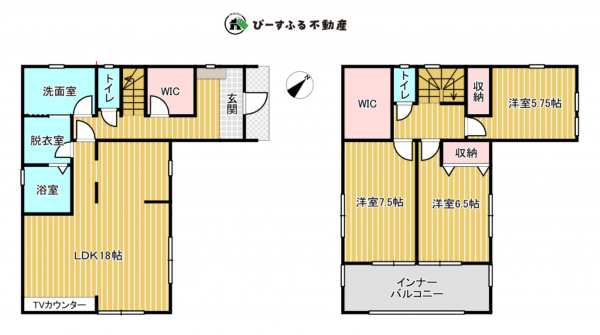 岸和田市磯上町、新築一戸建ての間取り画像です