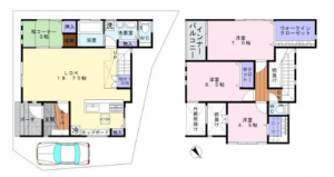 岸和田市沼町、中古一戸建ての間取り画像です