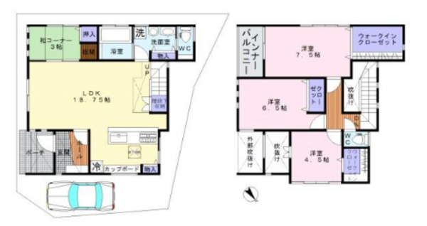岸和田市沼町、中古一戸建ての間取り画像です
