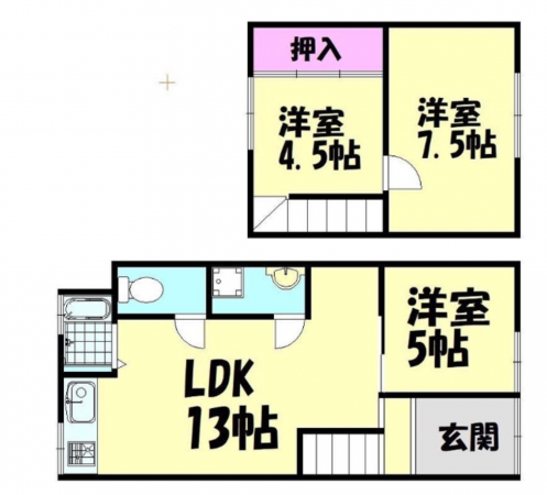泉佐野市旭町、中古一戸建ての間取り画像です