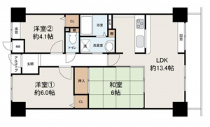 貝塚市王子、マンションの間取り画像です