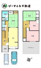 岸和田市西大路町、中古一戸建ての間取り画像です