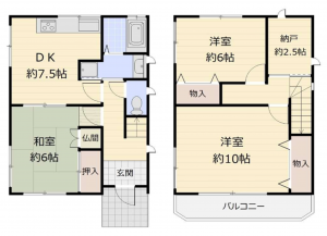 泉佐野市下瓦屋、中古一戸建ての間取り画像です