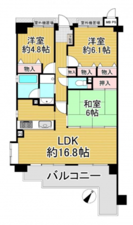 泉南郡熊取町大久保南、マンションの間取り画像です