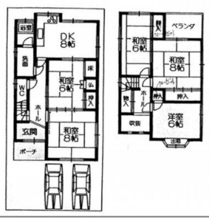 貝塚市半田、中古一戸建ての間取り画像です