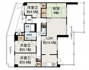 貝塚市澤、マンションの間取り画像です