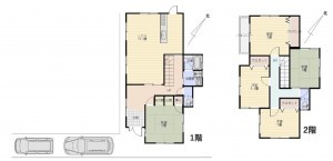 貝塚市窪田、中古一戸建ての間取り画像です