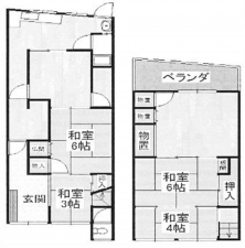 泉佐野市大西、中古一戸建ての間取り画像です