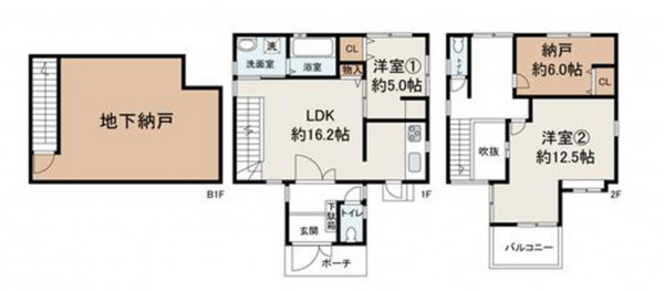 貝塚市半田、中古一戸建ての間取り画像です