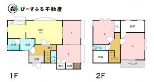岸和田市箕土路町、中古一戸建ての間取り画像です