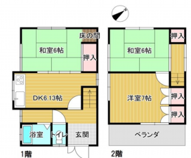 岸和田市春木、中古一戸建ての間取り画像です