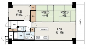 泉佐野市羽倉崎、マンションの間取り画像です