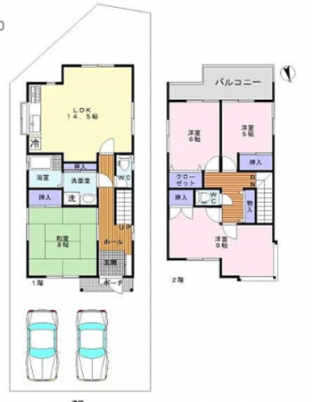 泉南郡熊取町大久保南、中古一戸建ての間取り画像です