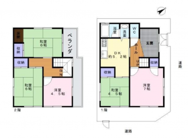 岸和田市磯上町、中古一戸建ての間取り画像です
