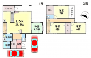 貝塚市水間、中古一戸建ての間取り画像です
