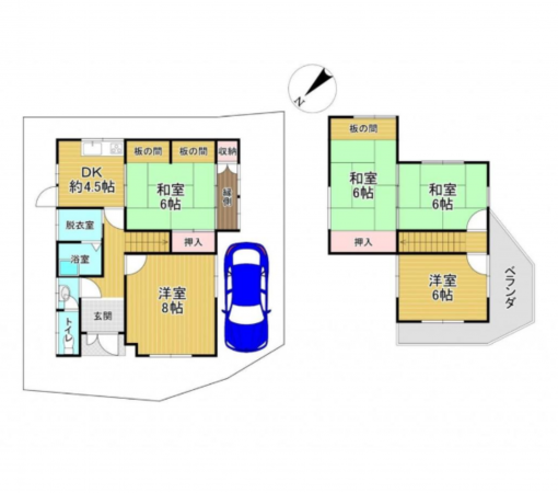 貝塚市麻生中、中古一戸建ての間取り画像です