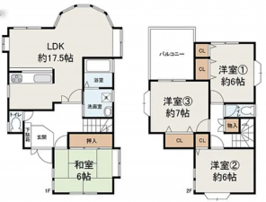 泉佐野市湊、中古一戸建ての間取り画像です