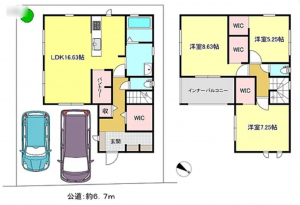 泉佐野市南中樫井、新築一戸建ての間取り画像です