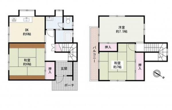 貝塚市海塚、中古一戸建ての間取り画像です