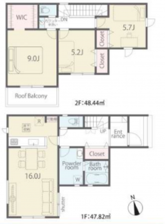 泉佐野市長滝、新築一戸建ての間取り画像です