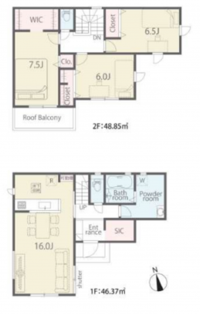 泉佐野市長滝、新築一戸建ての間取り画像です