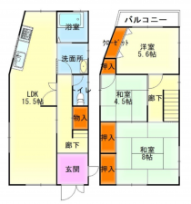 岸和田市今木町、中古一戸建ての間取り画像です