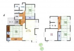 岸和田市池尻町、中古一戸建ての間取り画像です
