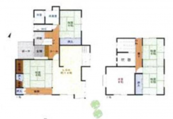 岸和田市池尻町、中古一戸建ての間取り画像です