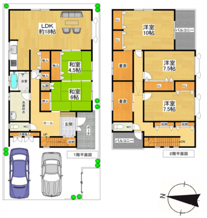 岸和田市春木、中古一戸建ての間取り画像です