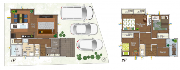 岸和田市池尻町、新築一戸建ての間取り画像です