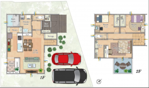 岸和田市池尻町、新築一戸建ての間取り画像です