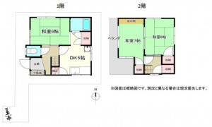 岸和田市春木、中古一戸建ての間取り画像です