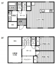 岸和田市岸城町、新築一戸建ての間取り画像です