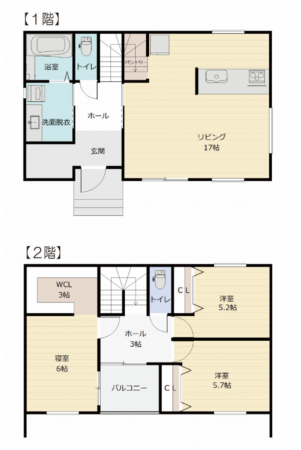 岸和田市岸城町、新築一戸建ての間取り画像です