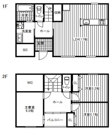 岸和田市岸城町、新築一戸建ての間取り画像です