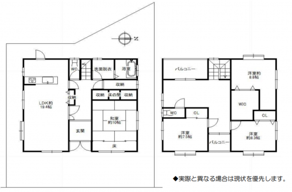 貝塚市堤、中古一戸建ての間取り画像です
