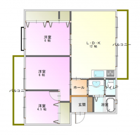 貝塚市澤、マンションの間取り画像です