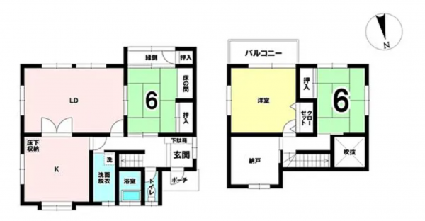 泉南郡熊取町山の手台、中古一戸建ての間取り画像です