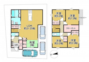 泉南郡熊取町五月ケ丘、中古一戸建ての間取り画像です
