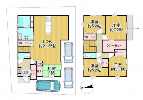 泉南郡熊取町五月ケ丘、中古一戸建ての間取り画像です