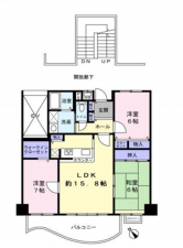 貝塚市二色、マンションの間取り画像です