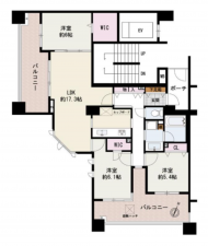 岸和田市港緑町、マンションの間取り画像です